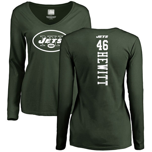 New York Jets Green Women Neville Hewitt Backer NFL Football #46 Long Sleeve T Shirt